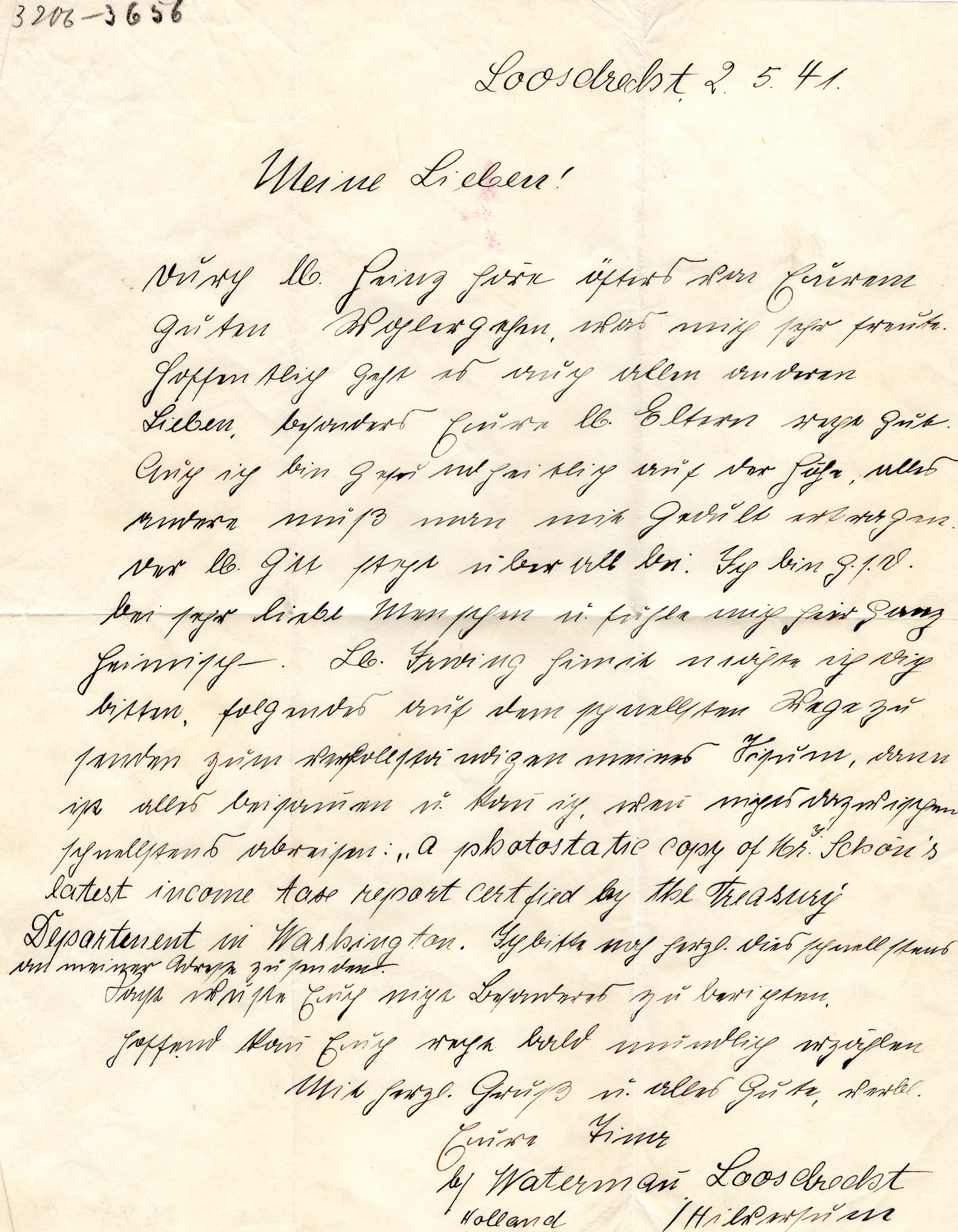 Letter from Tina Waterman, May 2, 1941